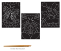 Picture of Krafty Kids Kit: DIY Scratch Art 3 Asst Sheets w/Scratch Tool - Flying Friends