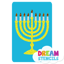 Picture of Menorah Glitter Tattoo Stencil - HP-37 (5pc pack)