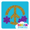 Picture of Flower Round Peace Sign Glitter Tattoo Stencil - HP-69 (5pc pack)