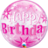 Picture of 22″ Birthday Pink Starburst Sparkle Single Bubble (1pc)