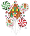 Picture of Balloon Bouquet - Gingerbread House & Holiday Cookies (5 pc)