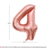 Picture of 40'' Foil Balloon Shape Number 4 - Rose Gold (1pc)