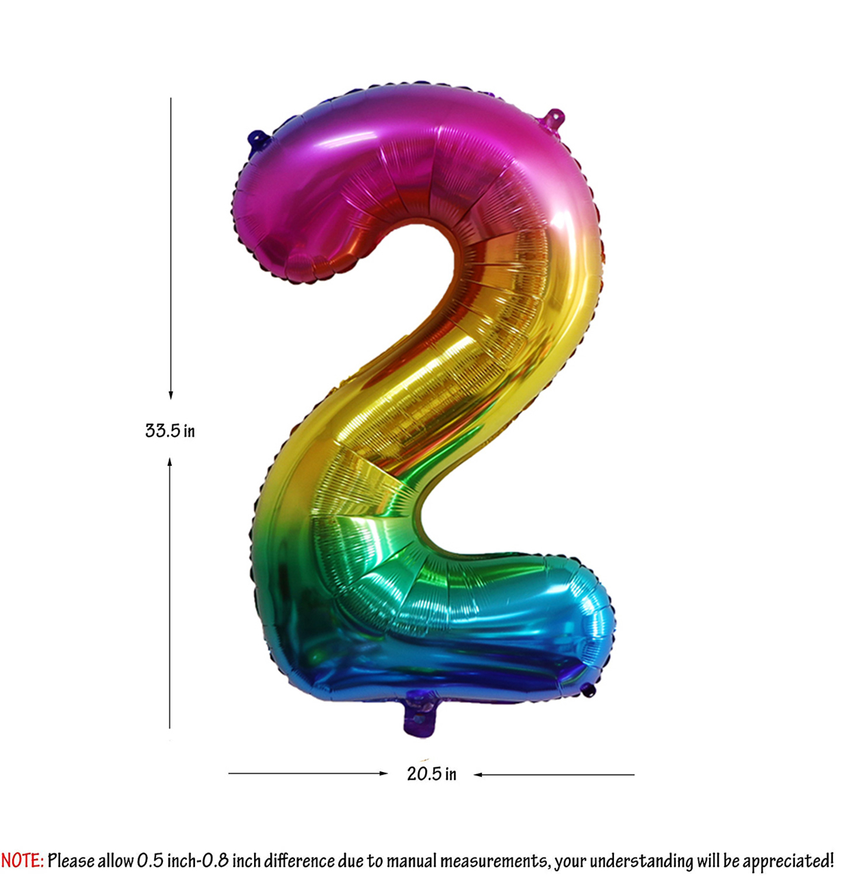 Picture of 40'' Foil Balloon Shape Number 2 - Bright Rainbow (1pc)