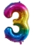 Picture of 40'' Foil Balloon Shape Number 3 - Bright Rainbow (1pc)