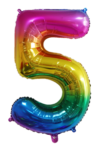 Picture of 40'' Foil Balloon Shape Number 5 - Bright Rainbow (1pc)