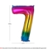 Picture of 40'' Foil Balloon Shape Number 7 - Bright Rainbow (1pc)