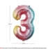 Picture of 40'' Foil Balloon Shape Number 3 - Pastel Rainbow (1pc)
