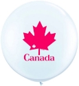 Picture of Qualatex 3FT Round - Patriotic Maple Leaf White (2 sided) Latex Balloon (2/bag)